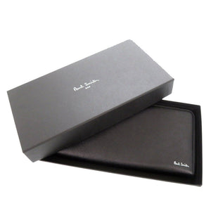 新品同様 ポールスミス ブライトストライププラー BPS647 レザー ブラック ラウンドファスナー 長財布 1016【中古】Paul Smith メンズ