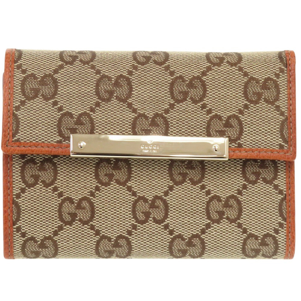 美品 グッチ 131887 GGキャンバス ベージュ 三つ折り財布 1018【中古】GUCCI