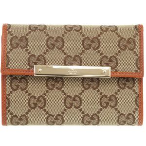 美品 グッチ 131887 GGキャンバス ベージュ 三つ折り財布 1018【中古】GUCCI