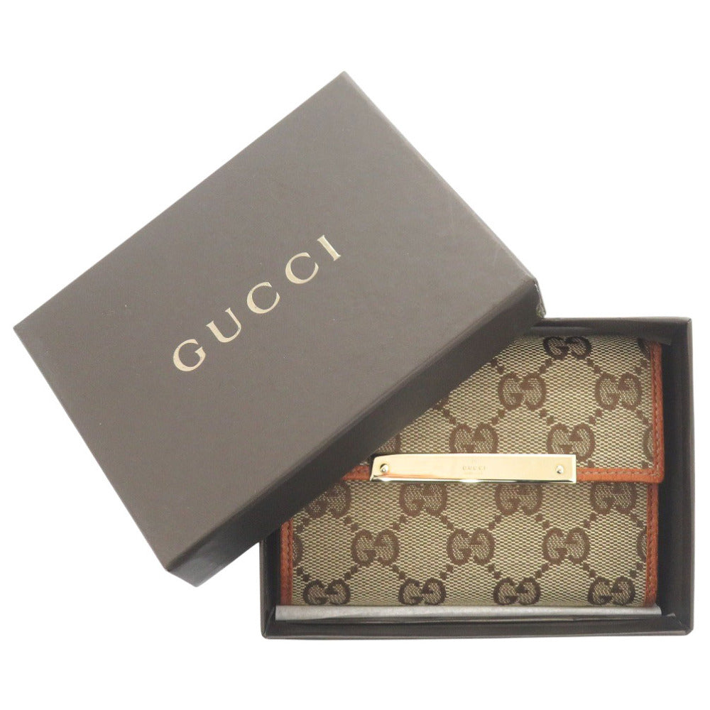 美品 グッチ 131887 GGキャンバス ベージュ 三つ折り財布 1018【中古】GUCCI
