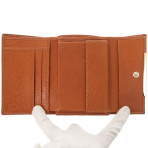 美品 グッチ 131887 GGキャンバス ベージュ 三つ折り財布 1018【中古】GUCCI