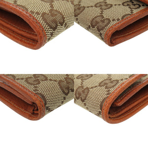 美品 グッチ 131887 GGキャンバス ベージュ 三つ折り財布 1018【中古】GUCCI