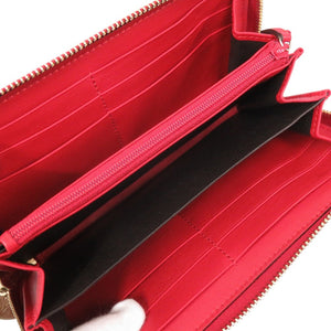 未使用 グッチ マイクロGG ラウンドファスナー 308260 レザー レッド 長財布 1019【中古】GUCCI