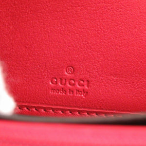 未使用 グッチ マイクロGG ラウンドファスナー 308260 レザー レッド 長財布 1019【中古】GUCCI