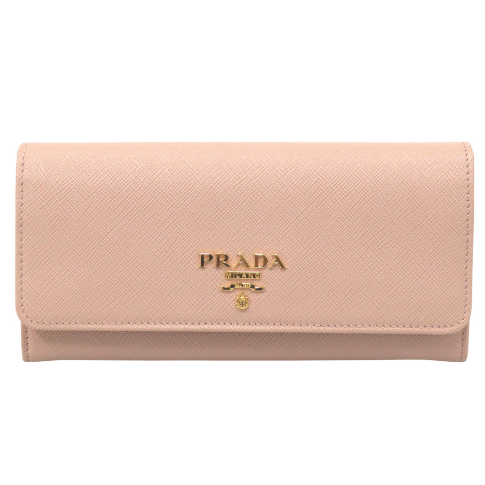 未使用 プラダ 1MH132 レザー/サフィアーノレザー ベージュ 長財布 1028【中古】PRADA