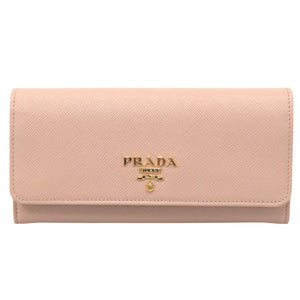 未使用 プラダ 1MH132 レザー/サフィアーノレザー ベージュ 長財布 1028【中古】PRADA