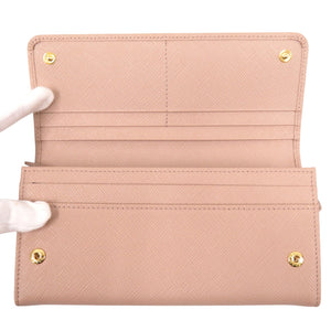未使用 プラダ 1MH132 レザー/サフィアーノレザー ベージュ 長財布 1028【中古】PRADA