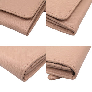 未使用 プラダ 1MH132 レザー/サフィアーノレザー ベージュ 長財布 1028【中古】PRADA