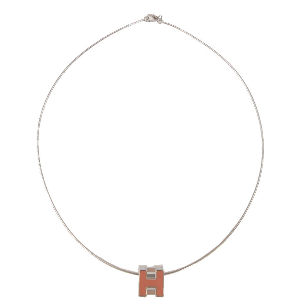 新品同様 エルメス カージュドアッシュ メタル オレンジ シルバー Hキューブ ネックレス 1068【中古】HERMES
