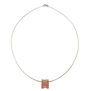 新品同様 エルメス カージュドアッシュ メタル オレンジ シルバー Hキューブ ネックレス 1068【中古】HERMES