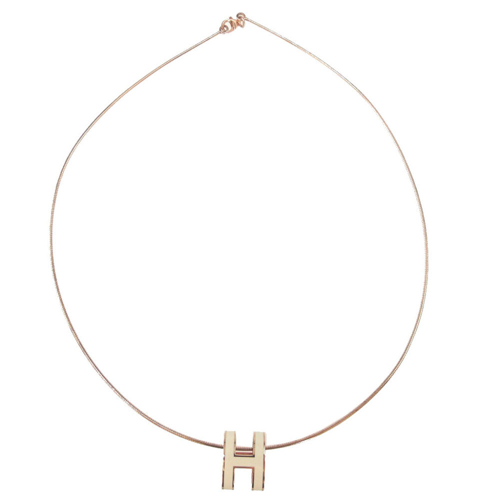 美品 エルメス ポップアッシュ メタル アイボリー ローズゴールド H ネックレス 1070【中古】HERMES