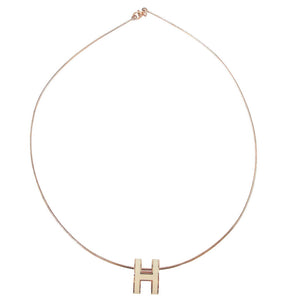 美品 エルメス ポップアッシュ メタル アイボリー ローズゴールド H ネックレス 1070【中古】HERMES