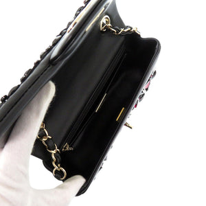 新品同様 シャネル シングルフラップ マトラッセ 20 ラムスキン ブラック ショルダーバッグ 1083【中古】CHANEL