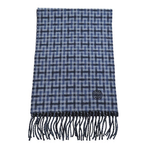 未使用 エルメス Hエコセ レクトヴェルソ カシミヤ マリン ブルー マフラー 青 1120【中古】HERMES