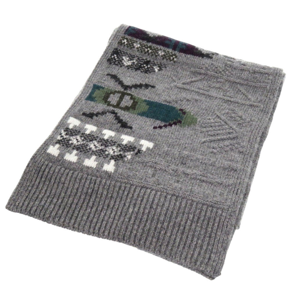 未使用 エルメス クルールアンクール ウール カシミヤ グリアシエ マフラー グレー 1121【中古】HERMES