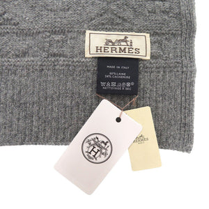 未使用 エルメス クルールアンクール ウール カシミヤ グリアシエ マフラー グレー 1121【中古】HERMES