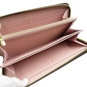 美品 ルイヴィトン ジッピーウォレット N60046 ダミエキャンバス ゴールド金具 ローズ・バレリーヌ ラウンドファスナー 長財布 1131【中古】LOUIS VUITTON