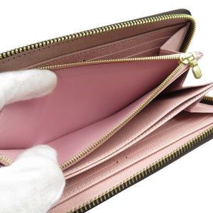 美品 ルイヴィトン ジッピーウォレット N60046 ダミエキャンバス ゴールド金具 ローズ・バレリーヌ ラウンドファスナー 長財布 1131【中古】LOUIS VUITTON