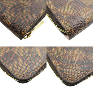 美品 ルイヴィトン ジッピーウォレット N60046 ダミエキャンバス ゴールド金具 ローズ・バレリーヌ ラウンドファスナー 長財布 1131【中古】LOUIS VUITTON