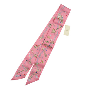 未使用 エルメス ツイリー Les Cles a Pois 063871S 05 シルク ローズ ベージュ マルチカラー ピンク スカーフ 1135【中古】HERMES