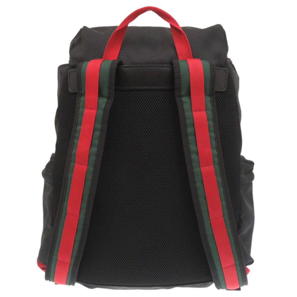 グッチ シェリーライン ウェブライン 429037 テクノキャンバス ブラック リュック デイパック 黒 1162【中古】GUCCI メンズ