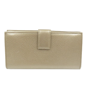 新品同様 グッチ レザー シルバー金具 シャンパン ゴールド Wホック 長財布 1176【中古】GUCCI