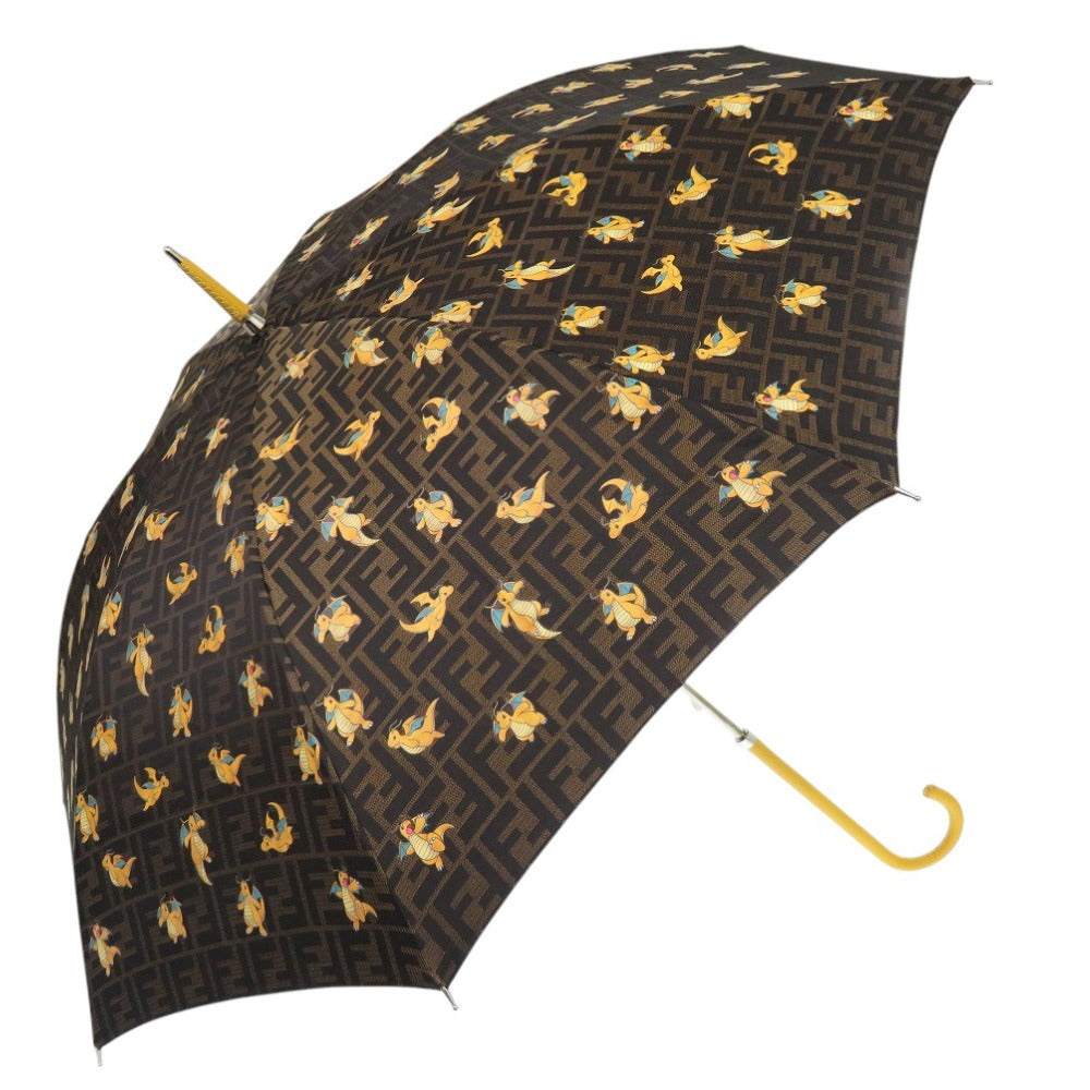 未使用品 フェンディ ズッカ柄 ポケモンコラボ カイリュー ナイロン ブラウン 傘 茶 1180【中古】FENDI