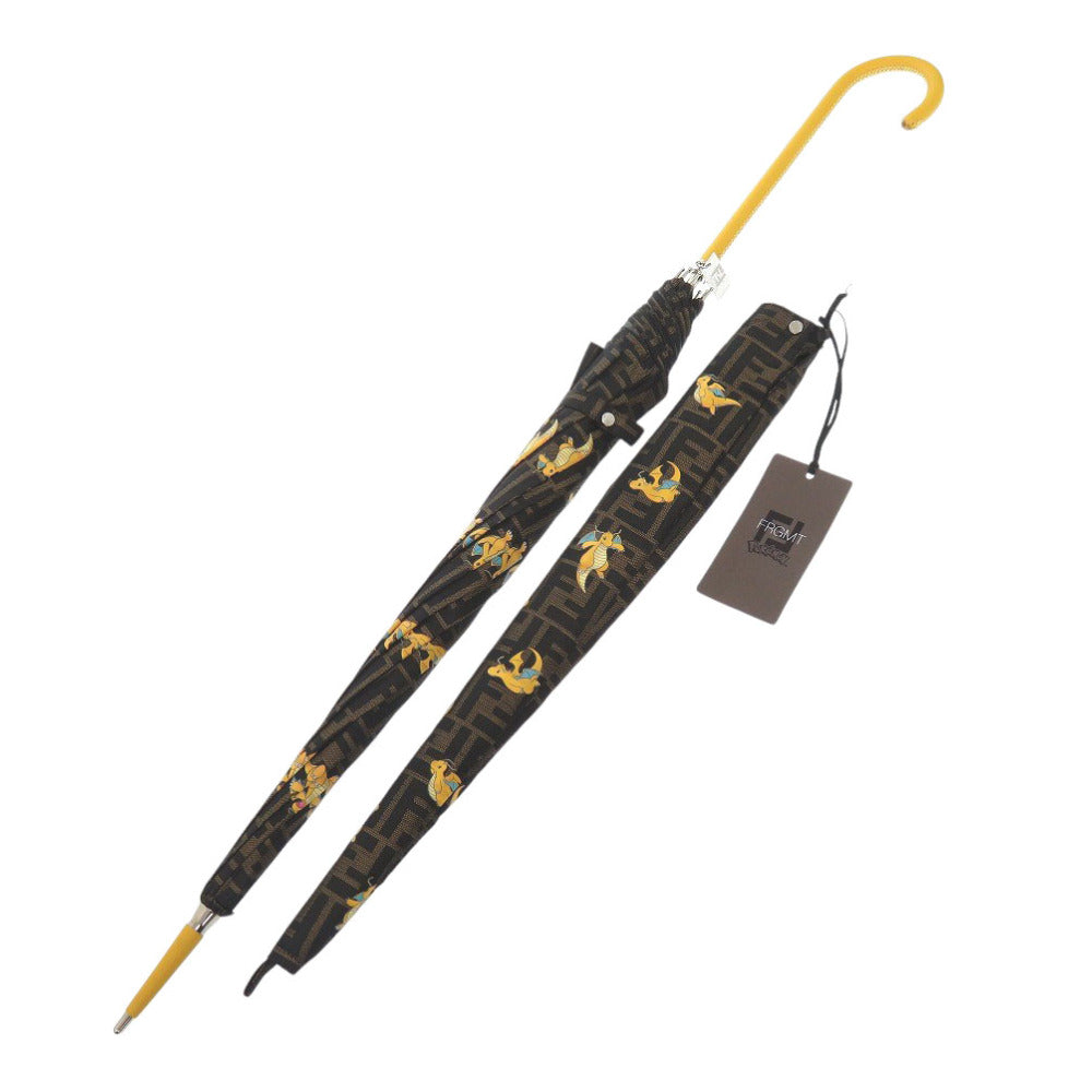 未使用品 フェンディ ズッカ柄 ポケモンコラボ カイリュー ナイロン ブラウン 傘 茶 1180【中古】FENDI