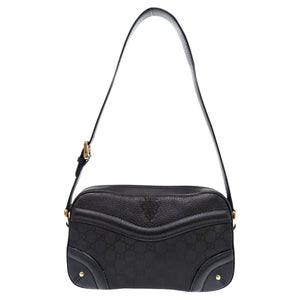 美品 グッチ クレスト 262900 レザー ナイロン ブラック ショルダーバッグ 1183【中古】GUCCI