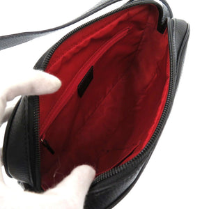 美品 グッチ クレスト 262900 レザー ナイロン ブラック ショルダーバッグ 1183【中古】GUCCI