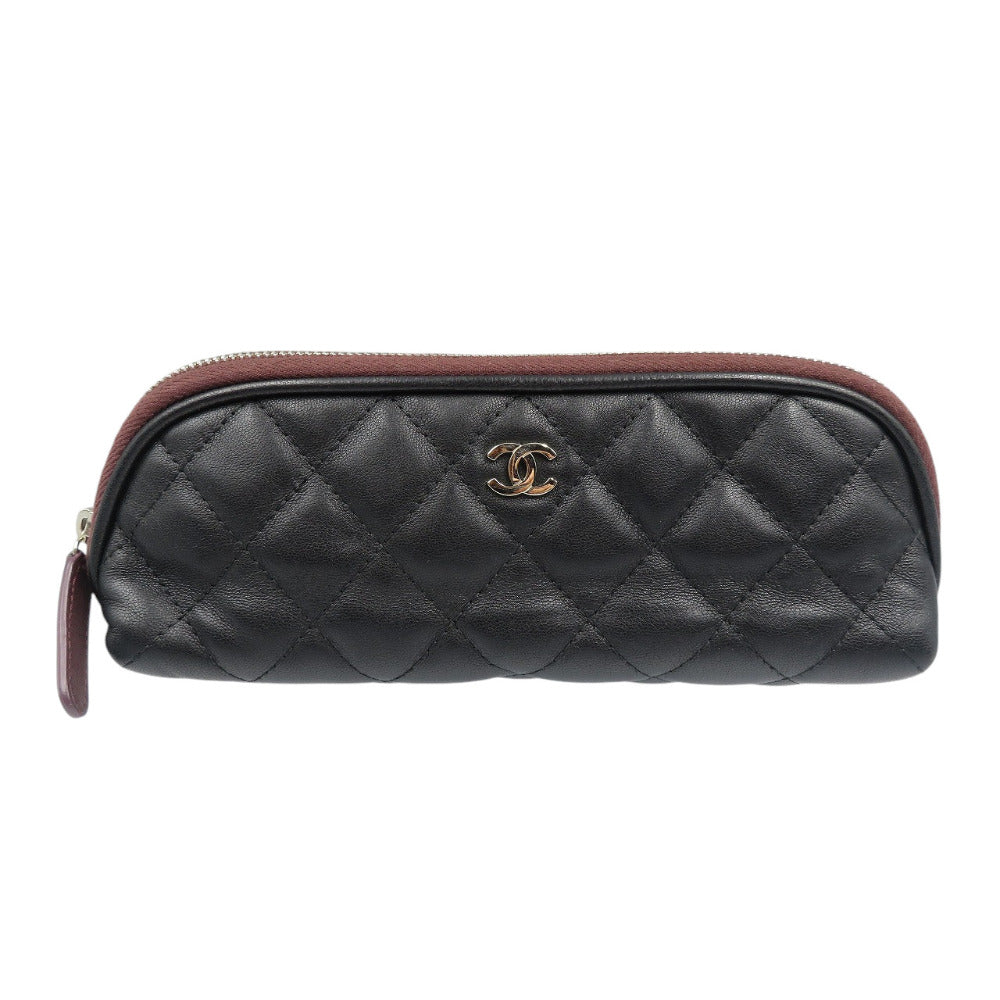 シャネル マトラッセ ココマーク A69257 16番台 ラムスキン シルバー金具 ブラック 黒 ペンケース 1194【中古】CHANEL