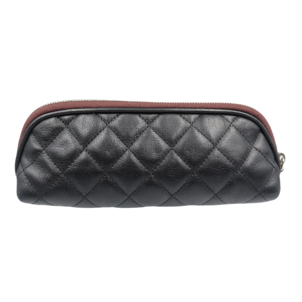 シャネル マトラッセ ココマーク A69257 16番台 ラムスキン シルバー金具 ブラック 黒 ペンケース 1194【中古】CHANEL