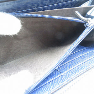 美品 グッチ ハート 309705 レザー ゴールド金具 ネイビー レッド ラウンドファスナー 長財布 1200【中古】GUCCI