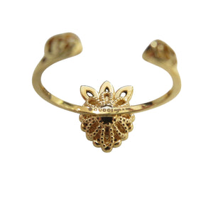 美品 グッチ クリスタルハート 3連 642102 GP ゴールド レッド ブルー リング 指輪 1210【中古】GUCCI