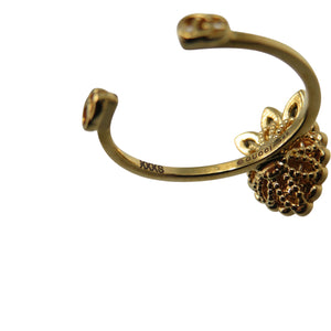 美品 グッチ クリスタルハート 3連 642102 GP ゴールド レッド ブルー リング 指輪 1210【中古】GUCCI