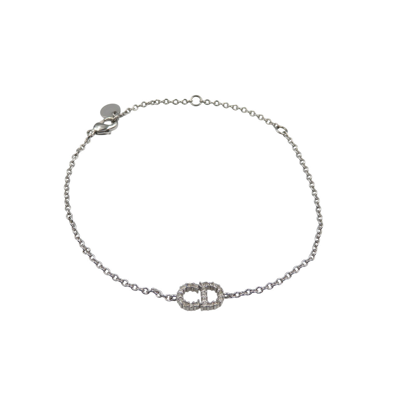 クリスチャンディオール Clair D Lune ロゴ メタル ラインストーン シルバー ブレスレット 1238【中古】Christian Dior