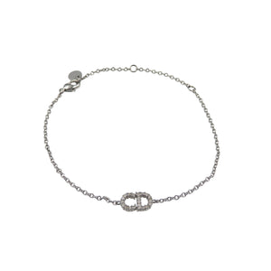 クリスチャンディオール Clair D Lune ロゴ メタル ラインストーン シルバー ブレスレット 1238【中古】Christian Dior