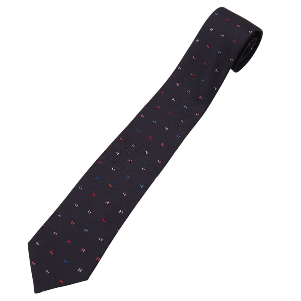 未使用品 エルメス Hロゴ ネクタイ シルク Anthracite Multicolor 1266【中古】HERMES