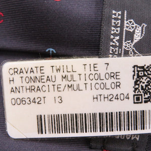 未使用品 エルメス Hロゴ ネクタイ シルク Anthracite Multicolor 1266【中古】HERMES