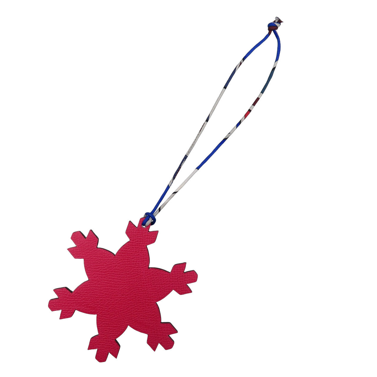 未使用 エルメス プティアッシュ スノーフレーク 雪の結晶 ヴォエプソン シルク ピンク ガーネット バッグチャーム 1267【中古】HERMES