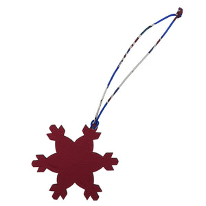 未使用 エルメス プティアッシュ スノーフレーク 雪の結晶 ヴォエプソン シルク ピンク ガーネット バッグチャーム 1267【中古】HERMES