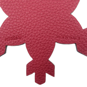 未使用 エルメス プティアッシュ スノーフレーク 雪の結晶 ヴォエプソン シルク ピンク ガーネット バッグチャーム 1267【中古】HERMES