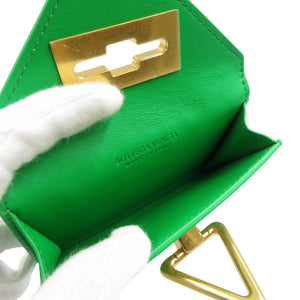 未使用 ボッテガヴェネタ サンジェルマン レザー ゴールド金具 グリーン フラグメントケース コインケース 1309【中古】BOTTEGA VENETA