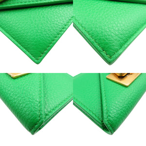 未使用 ボッテガヴェネタ サンジェルマン レザー ゴールド金具 グリーン フラグメントケース コインケース 1309【中古】BOTTEGA VENETA