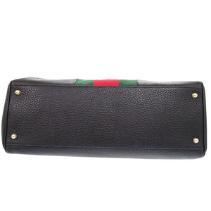 美品 グッチ インターロッキング シェリーレザー ブラック ハンドバッグ 黒 1311【中古】GUCCI