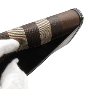 未使用 バーバリー ハルトン ジャイアントチェック コットン ポリウレタン ゴールド金具 ダークバーチブラウン 長財布 1316【中古】BURBERRY