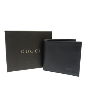 新品同様 グッチ 034・2118・8461 レザー シルバー金具  ブラック 黒 二つ折り財布 1317【中古】GUCCI
