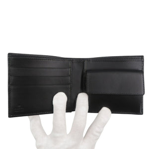 新品同様 グッチ 034・2118・8461 レザー シルバー金具  ブラック 黒 二つ折り財布 1317【中古】GUCCI