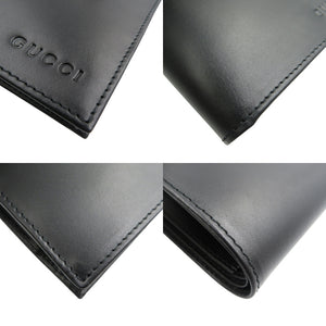 新品同様 グッチ 034・2118・8461 レザー シルバー金具  ブラック 黒 二つ折り財布 1317【中古】GUCCI