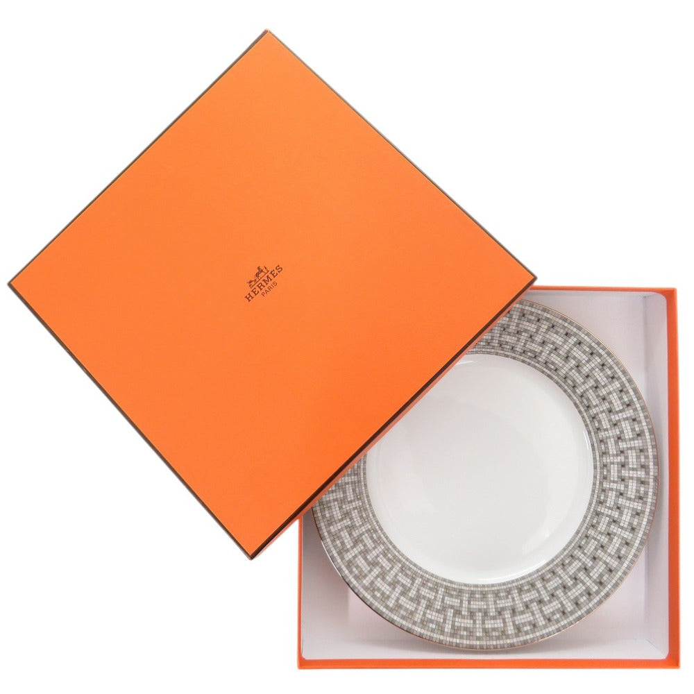 未使用品 エルメス モザイクヴァンキャトル 陶器 ホワイト プレート 皿 食器 1318【中古】HERMES